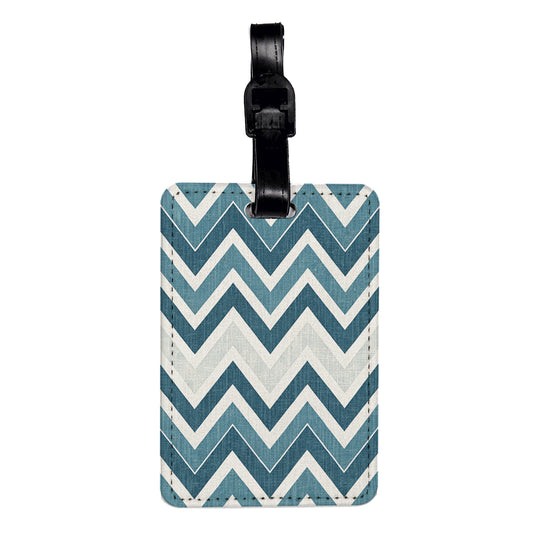 Blue White Chevrons Background Travel Faux Leather Luggage Tag