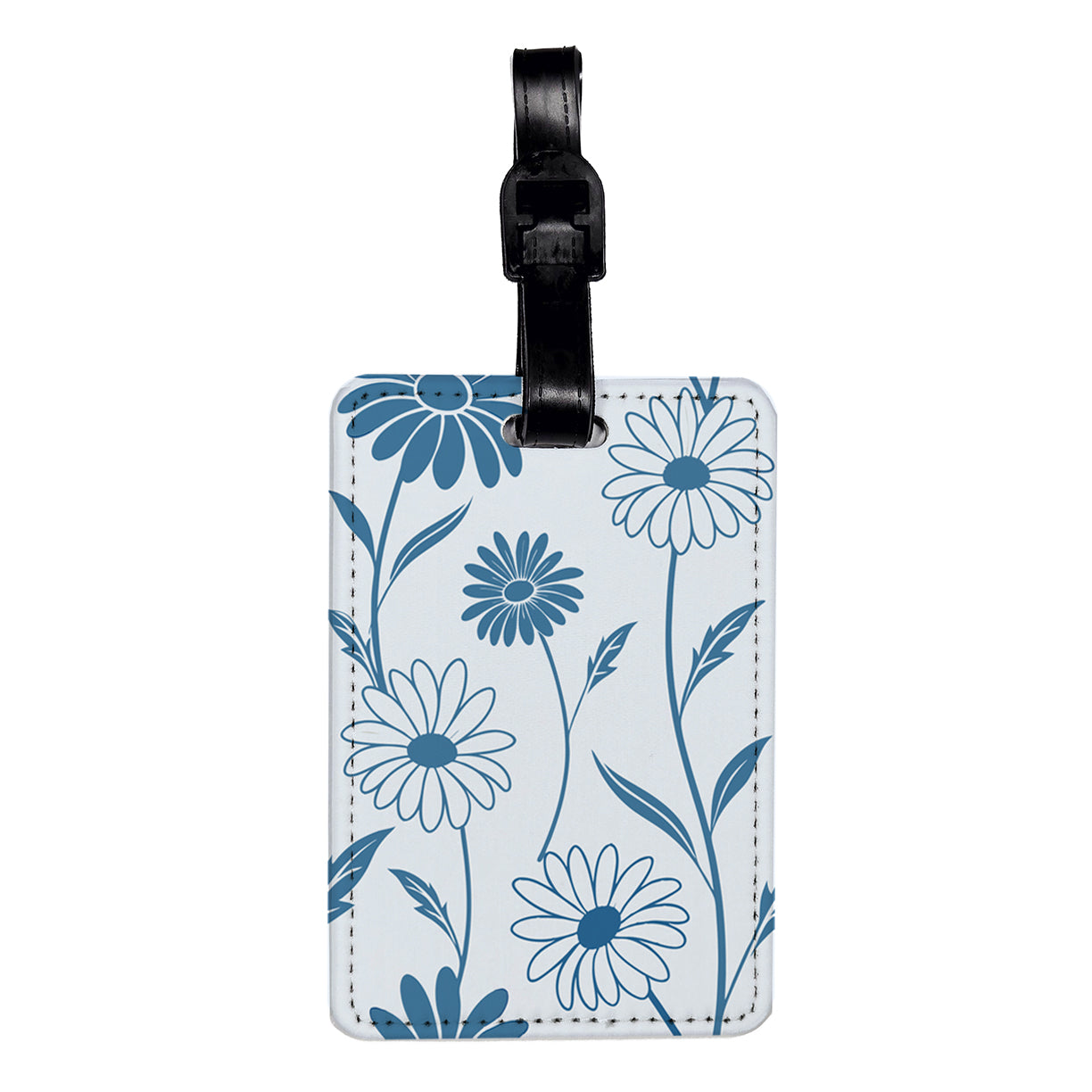 Blues Daisy Daisies Flowers Travel Faux Leather Luggage Tag