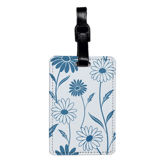 Blues Daisy Daisies Flowers Travel Faux Leather Luggage Tag