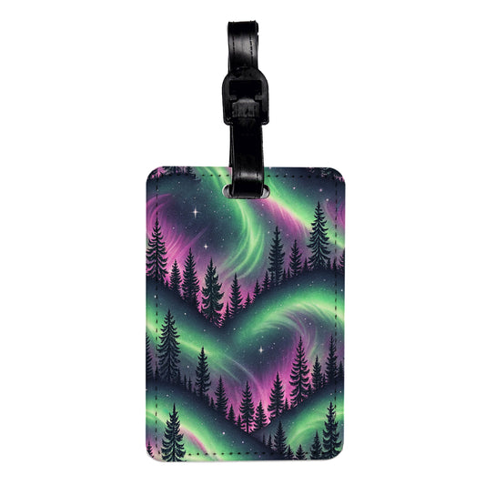 Borealis Aurora Colorful Northern Lights Background Travel Faux Leather Luggage Tag