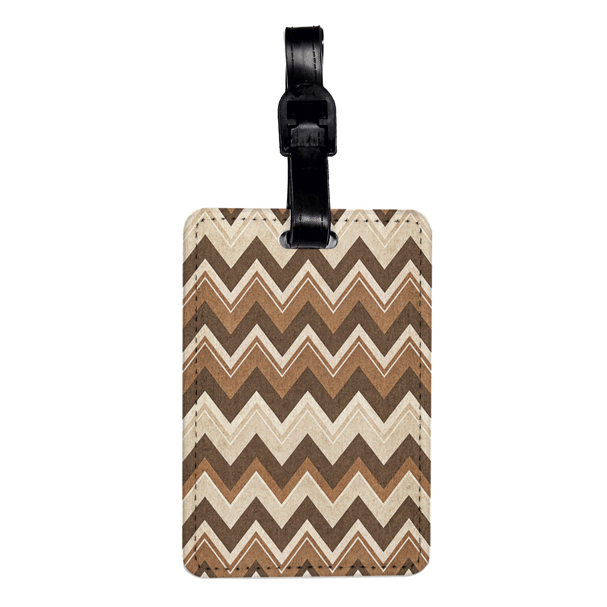 Brown Chevrons Background Travel Faux Leather Luggage Tag