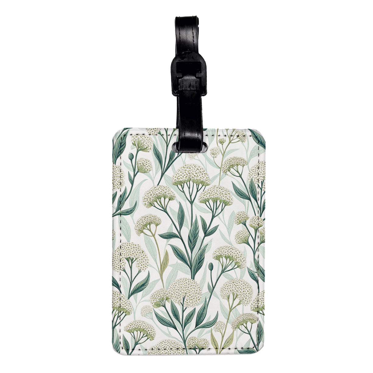 Brunia Flowers Berries White Travel Faux Leather Luggage Tag