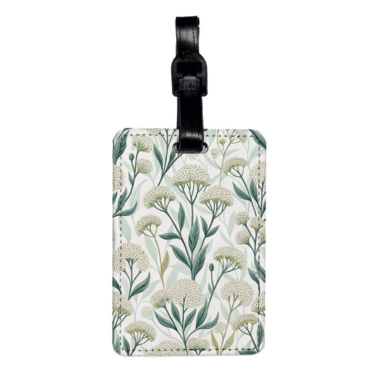 Brunia Flowers Berries White Travel Faux Leather Luggage Tag