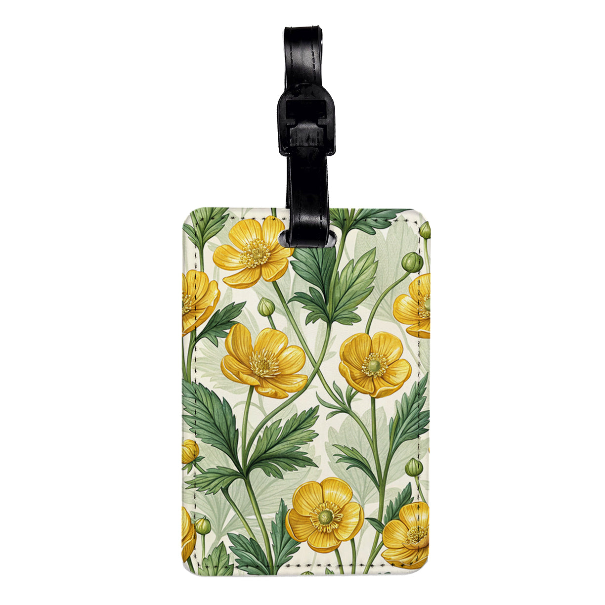 Buttercup Yellow Flowers Travel Faux Leather Luggage Tag