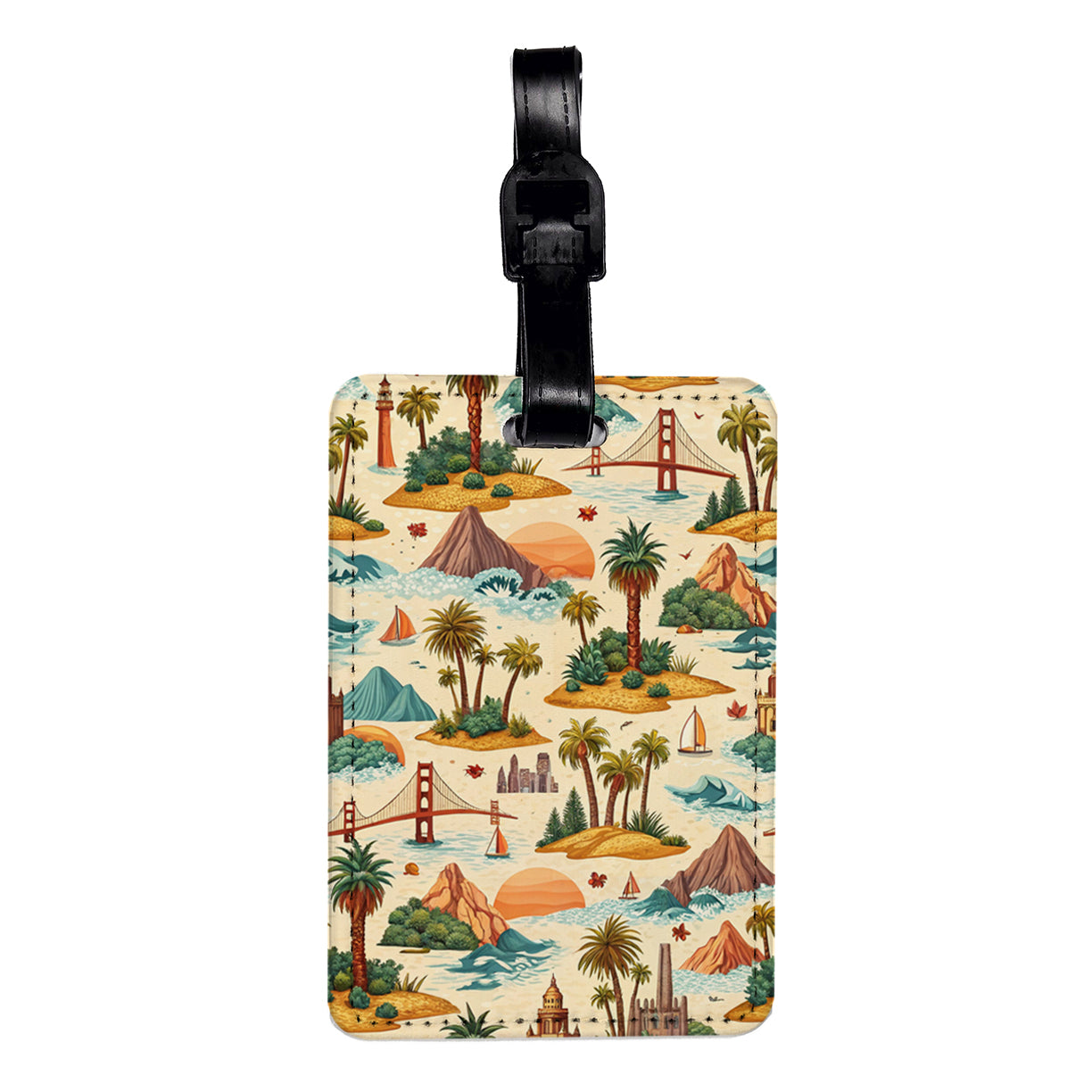 California Background San Francisco Southern Travel Faux Leather Luggage Tag