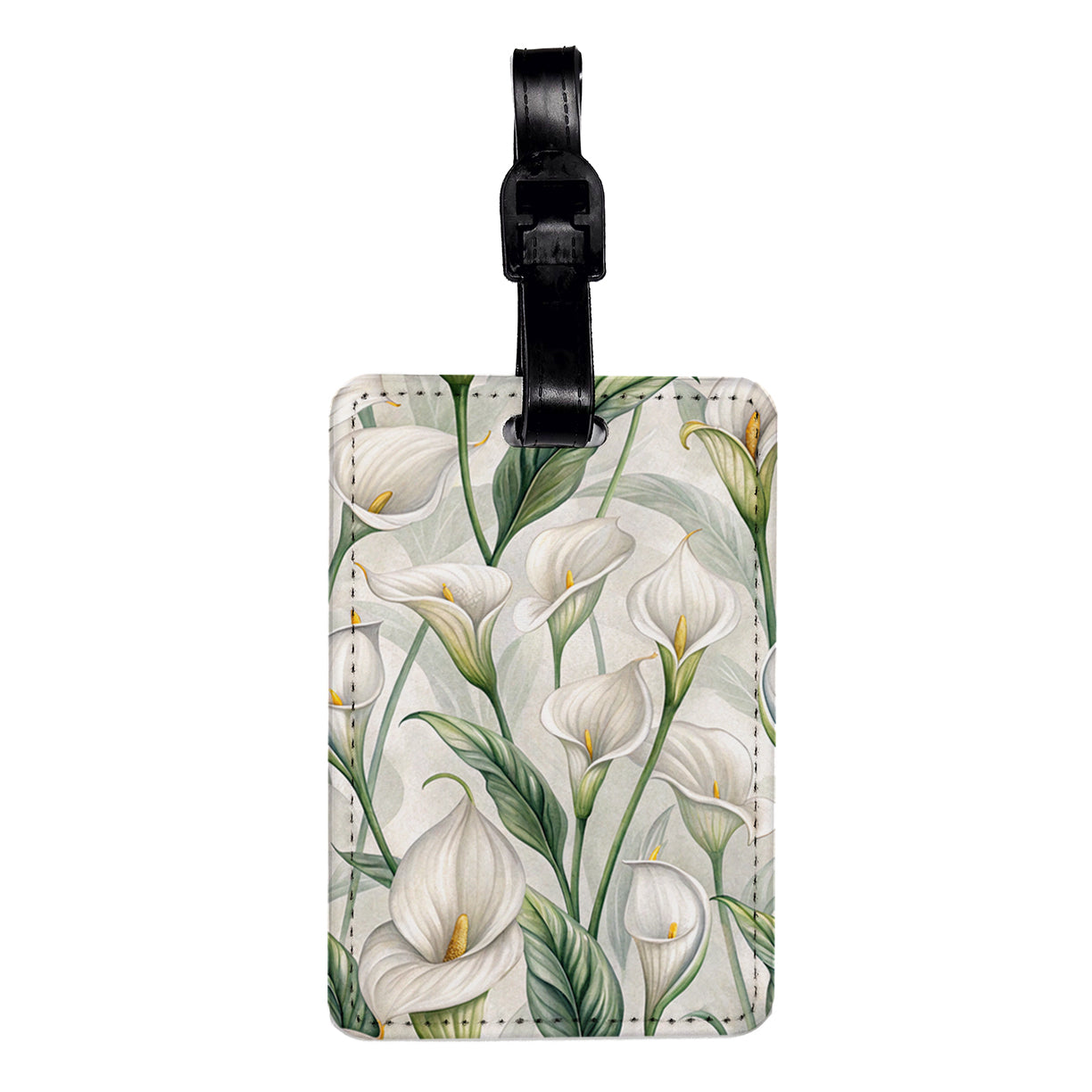 Calla Lily White Flowers Travel Faux Leather Luggage Tag