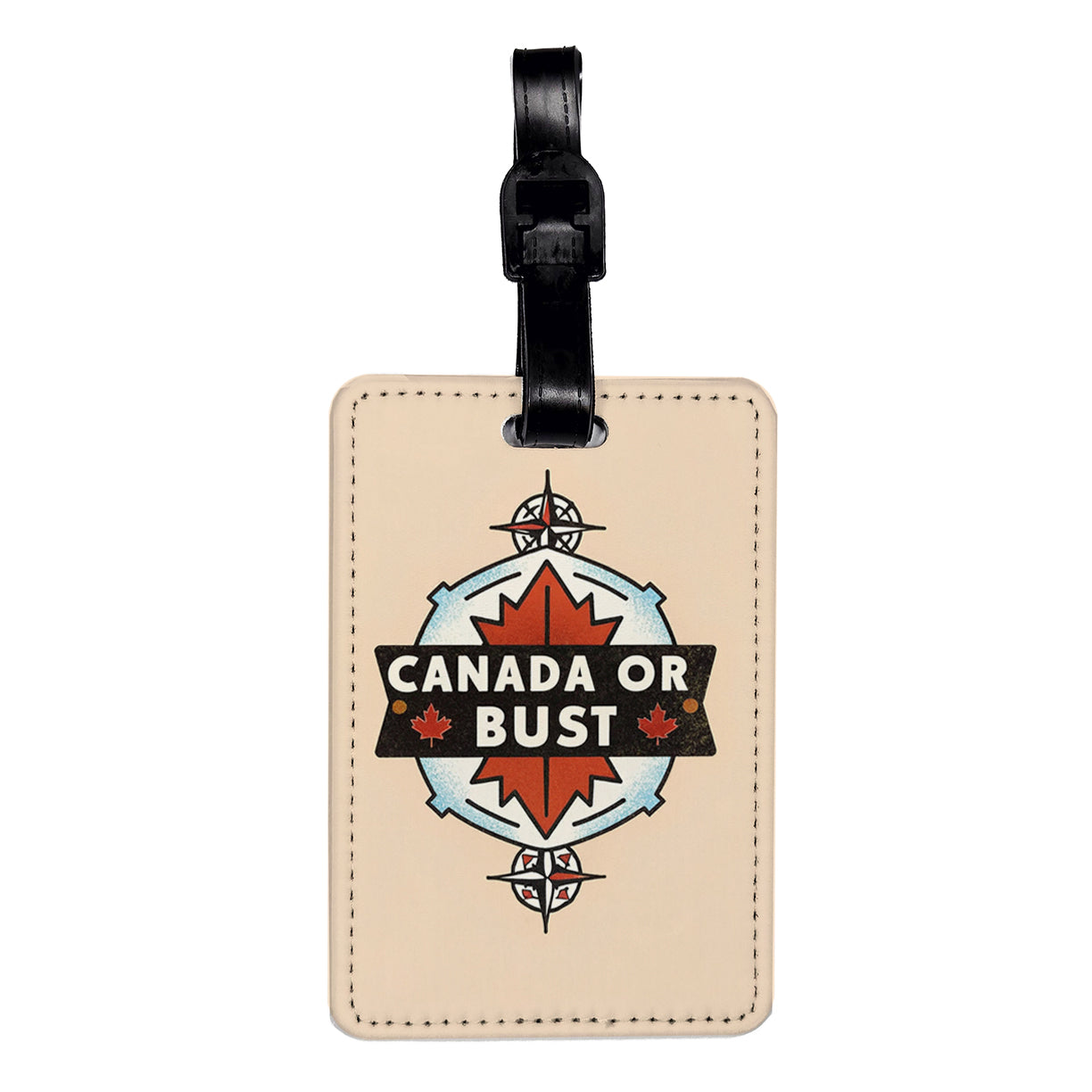Canada Or Bust Vacation Maple Leaf Travel Faux Leather Luggage Tag