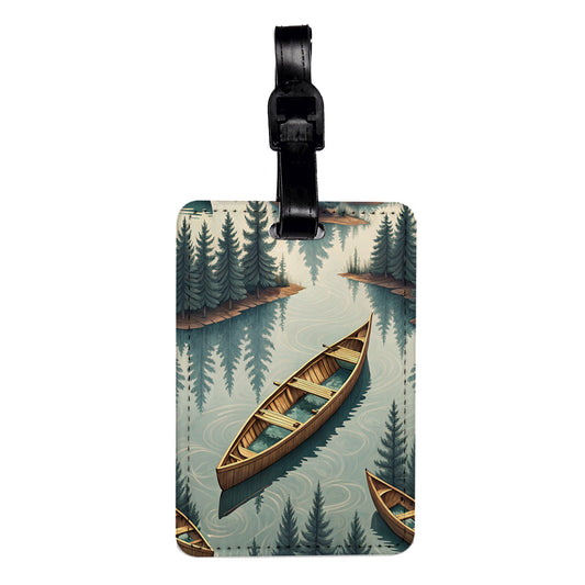 Canoe In Water Travel Faux Leather Luggage Tag