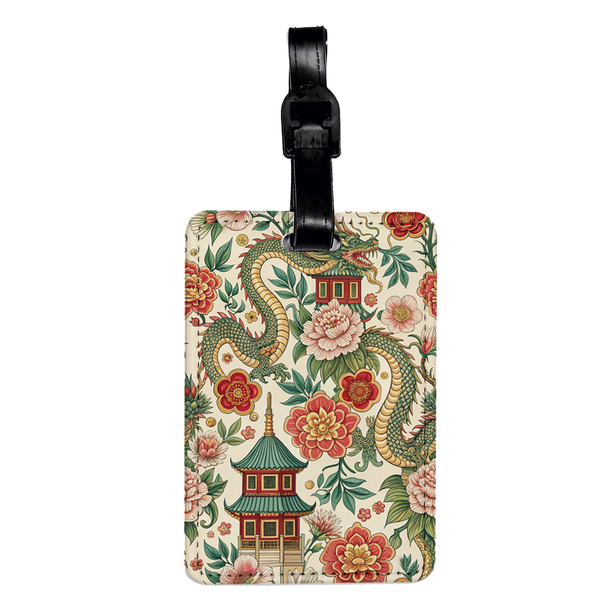 Chinoiserie Chinese European Background Travel Faux Leather Luggage Tag