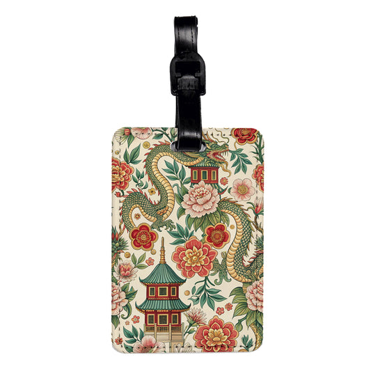 Chinoiserie Chinese European Background Travel Faux Leather Luggage Tag