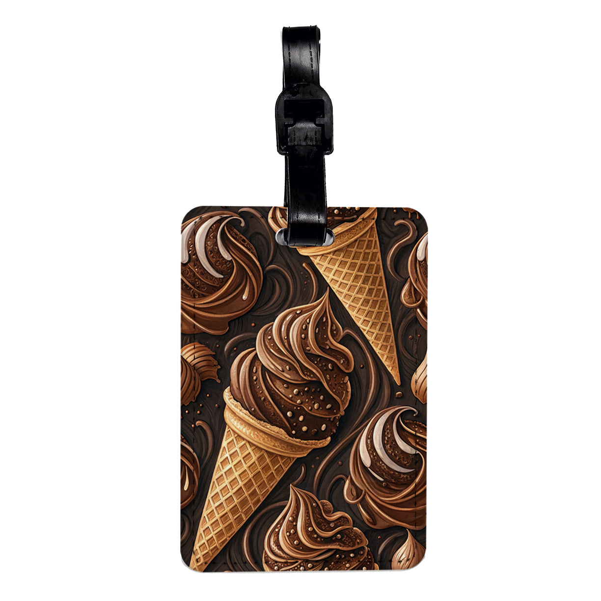 Chocolate Ice Cream Cones Background Travel Faux Leather Luggage Tag