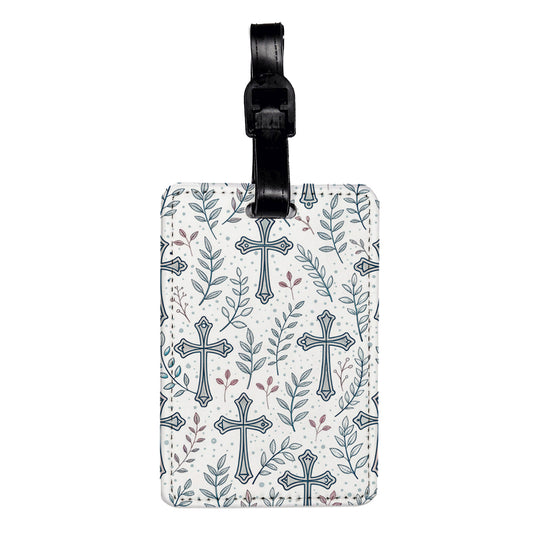 Christian Cross Pretty Background Travel Faux Leather Luggage Tag