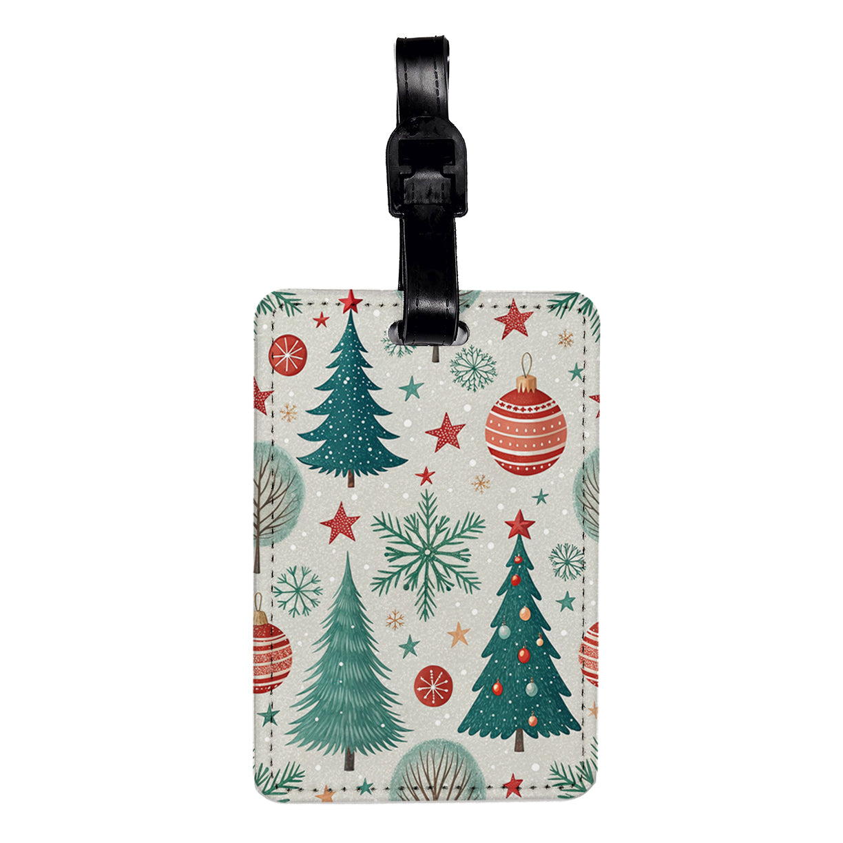 Christmas Trees Background Scene Travel Faux Leather Luggage Tag