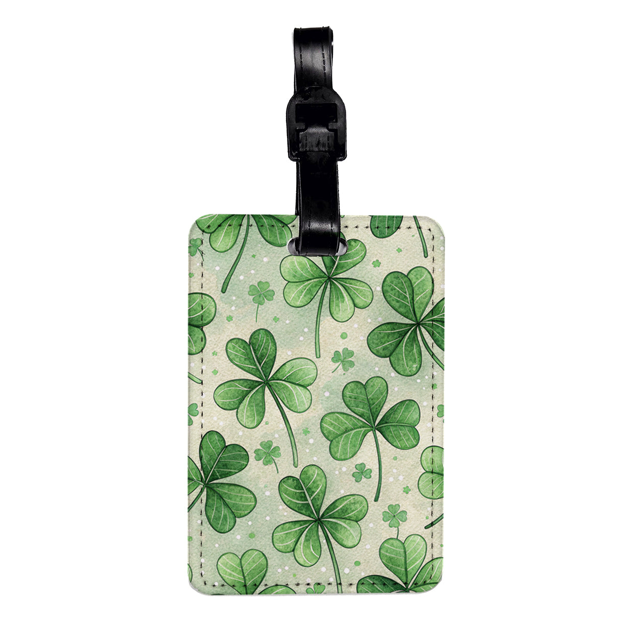 Clover Green Leaves Background Travel Faux Leather Luggage Tag