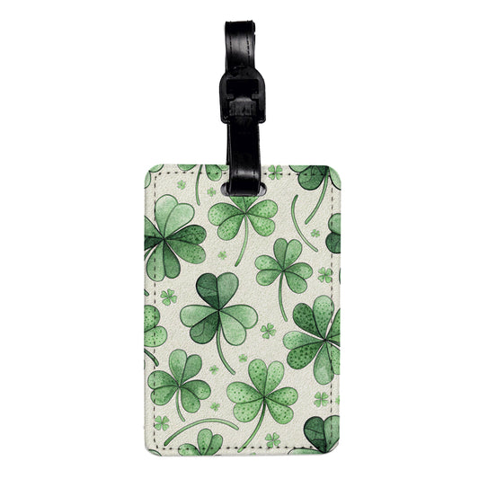 Clover Leaf Leaves Background Travel Faux Leather Luggage Tag