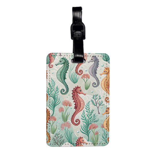 Colorful Pretty Seahorses Travel Faux Leather Luggage Tag