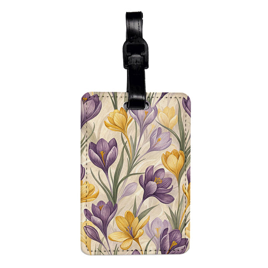 Crocus Flowers Purple Yellow Travel Faux Leather Luggage Tag