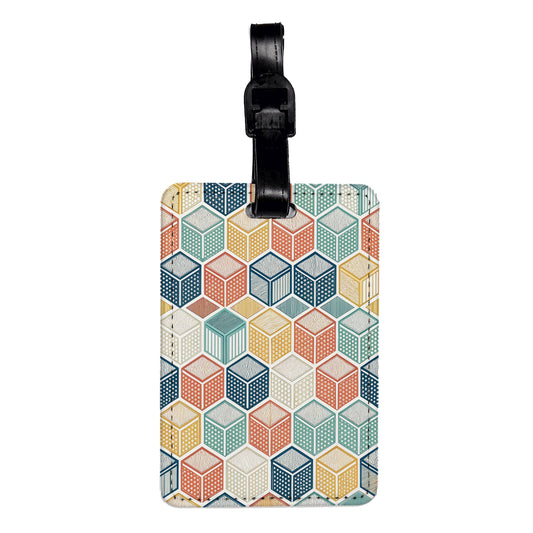 Cube Pattern Colorful Background Travel Faux Leather Luggage Tag