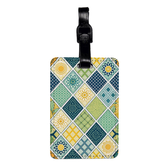 Cute Patchwork Background Travel Faux Leather Luggage Tag