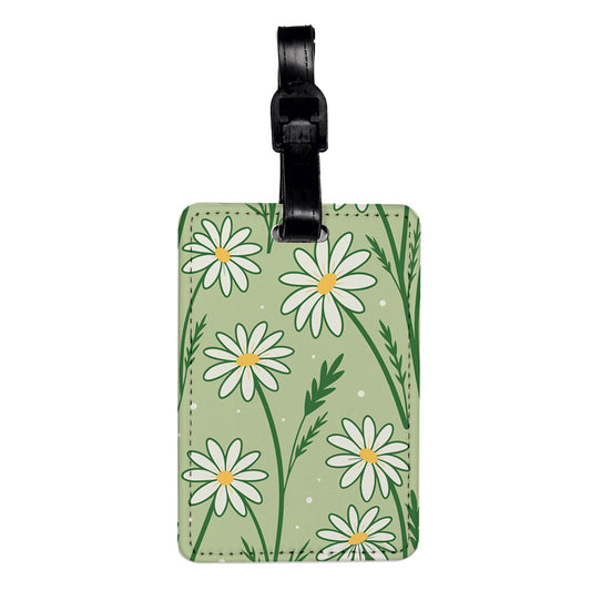 Daisies Daisy Flowers Cute Simple Travel Faux Leather Luggage Tag