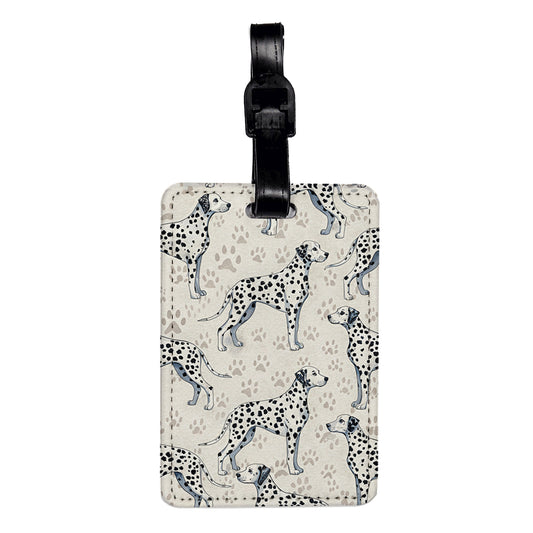 Dalmatian Dogs Cute Background Travel Faux Leather Luggage Tag