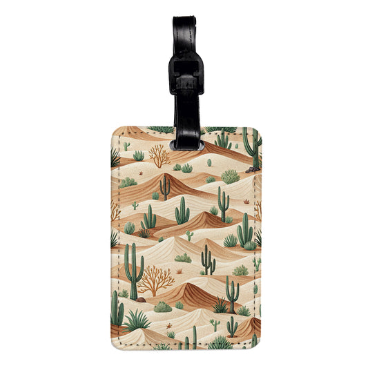 Desert Hills Cactus Background Travel Faux Leather Luggage Tag