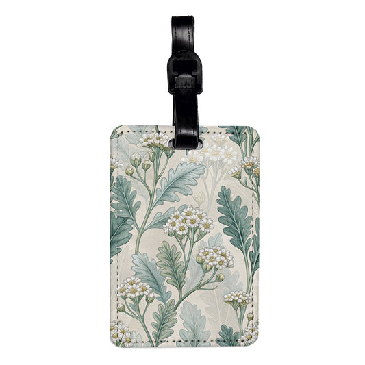 Dusty Miller Flowers Leaves Elegant Travel Faux Leather Luggage Tag