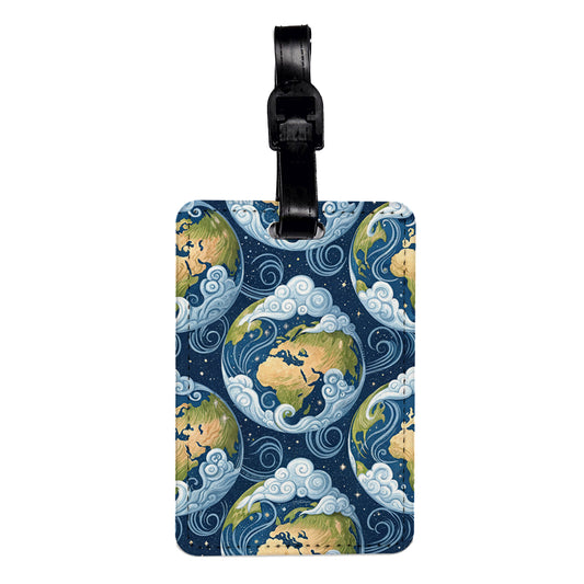 Earth Unique Background Travel Faux Leather Luggage Tag