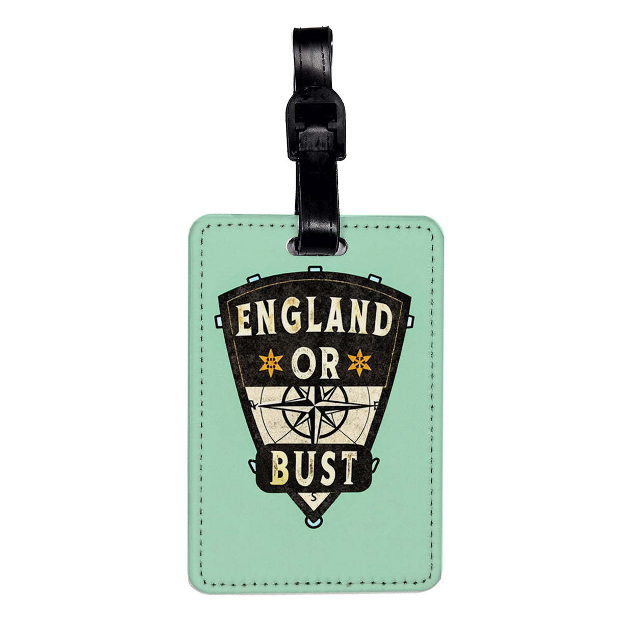 England Or Bust Vacation Travel Faux Leather Luggage Tag