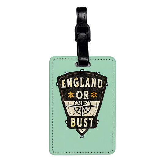 England Or Bust Vacation Travel Faux Leather Luggage Tag