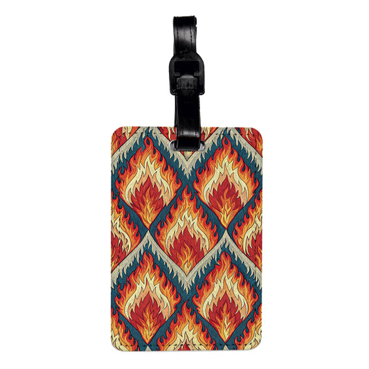 Flame Fire Background Travel Faux Leather Luggage Tag
