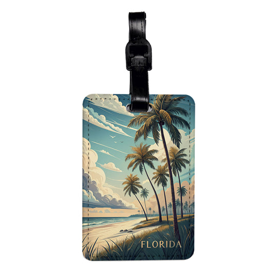 Florida Coast Vacation Travel Faux Leather Luggage Tag