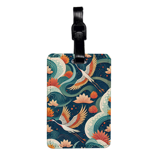 Flying Birds Background Travel Faux Leather Luggage Tag