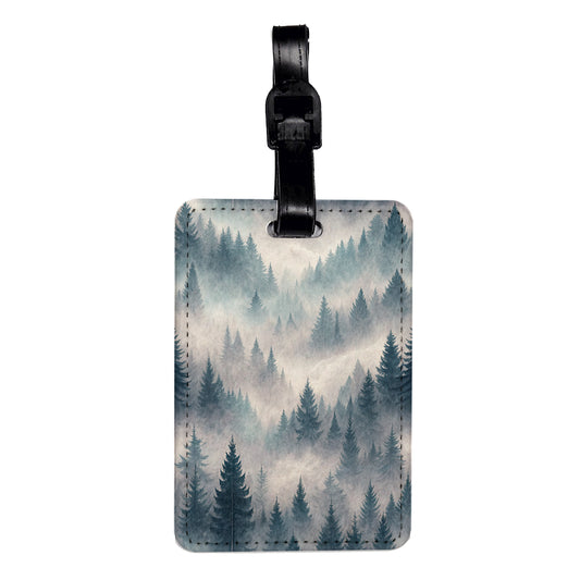 Foggy Forest Background Travel Faux Leather Luggage Tag