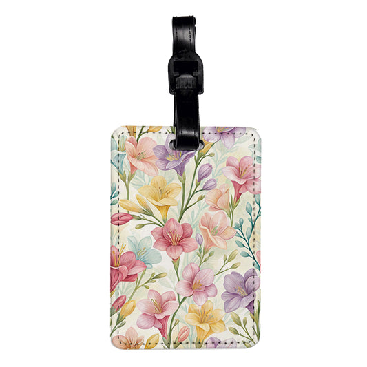 Freesia Flowers Pastel Travel Faux Leather Luggage Tag