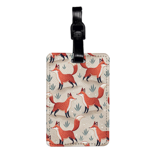 Fun Foxes Background Travel Faux Leather Luggage Tag