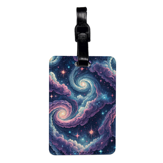 Galaxy Space Swirls Travel Faux Leather Luggage Tag