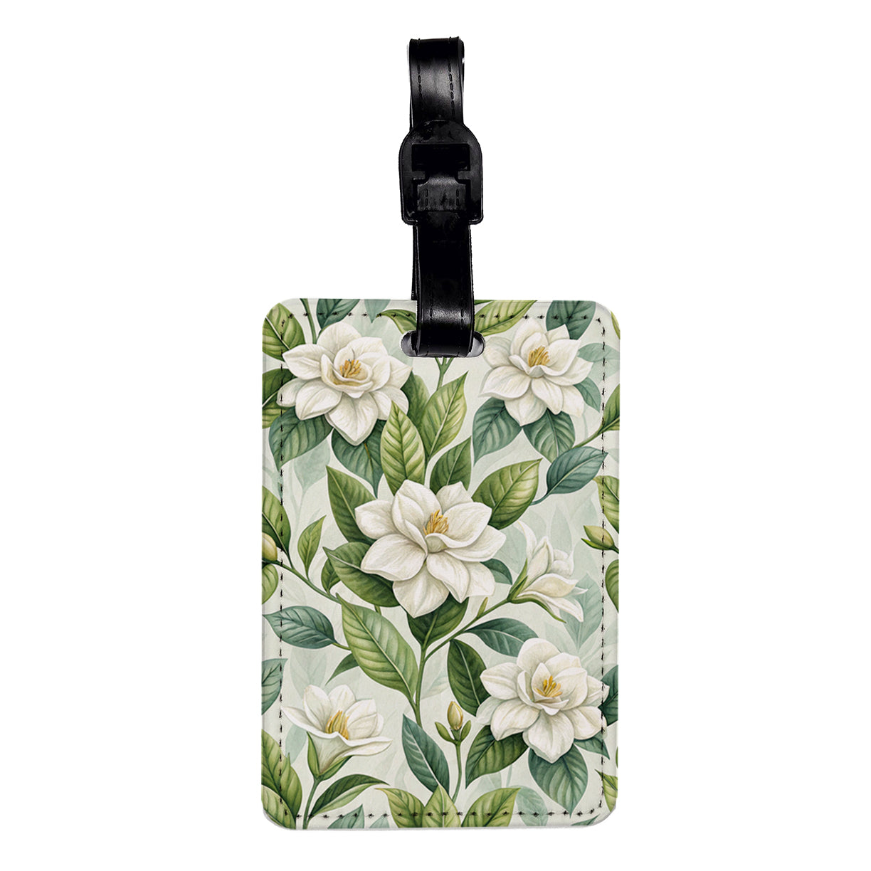 Gardenia Flowers Elegant Travel Faux Leather Luggage Tag