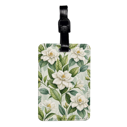 Gardenia Flowers Elegant Travel Faux Leather Luggage Tag