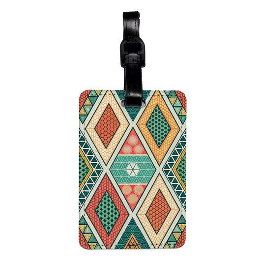 Geometric Pattern Colorful Background Travel Faux Leather Luggage Tag