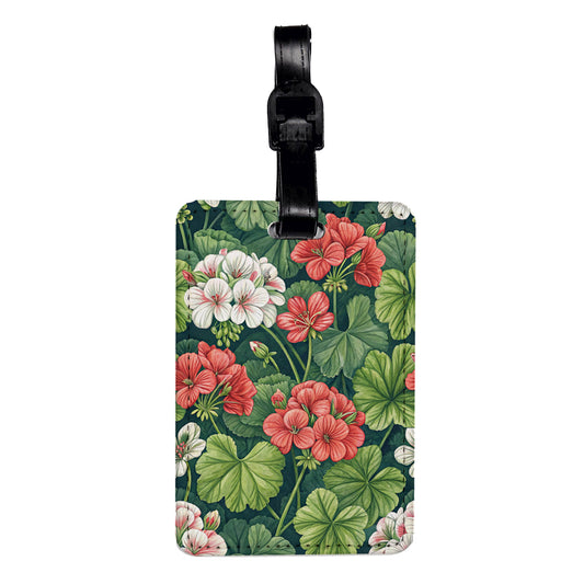Geranium Flowers Beautiful Background Travel Faux Leather Luggage Tag