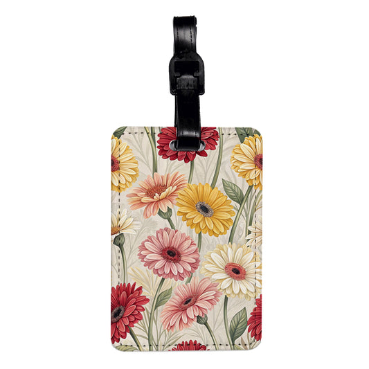 Gerbera Daisy Flowers Pink Yellow White Travel Faux Leather Luggage Tag