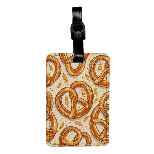 German Pretzels Cute Oktoberfest Background Travel Faux Leather Luggage Tag