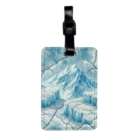 Glacier Cracking Mountain Background Travel Faux Leather Luggage Tag