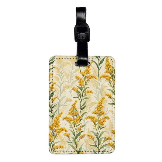 Goldenrod Flowers Background Travel Faux Leather Luggage Tag