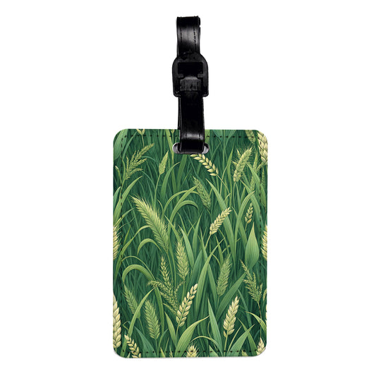 Grassy Grass Background Travel Faux Leather Luggage Tag