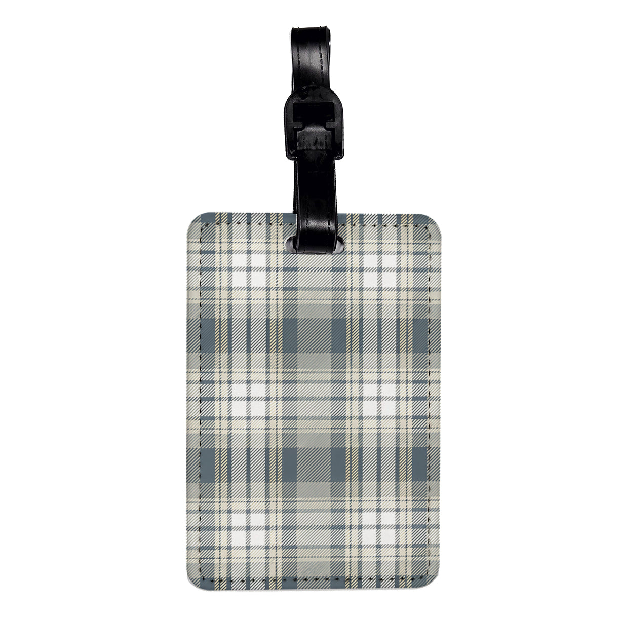 Gray Plaid Background Travel Faux Leather Luggage Tag