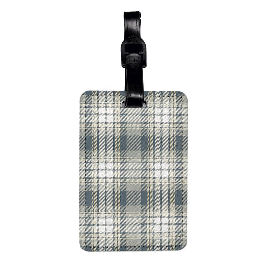 Gray Plaid Background Travel Faux Leather Luggage Tag