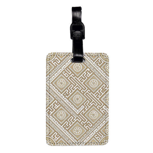 Greek Key Pattern Background Travel Faux Leather Luggage Tag