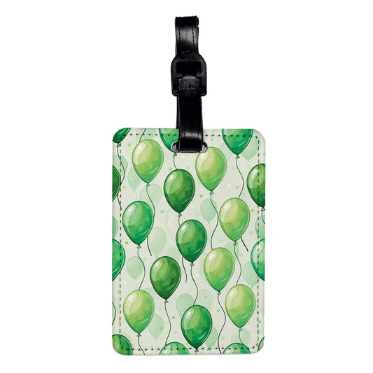 Green Balloons Background Travel Faux Leather Luggage Tag